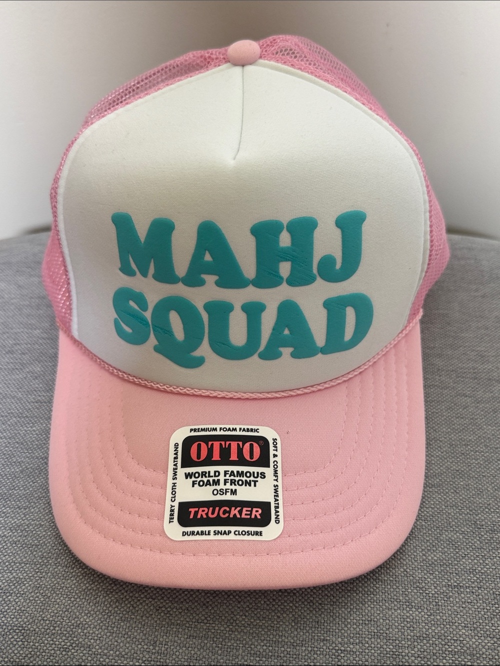 OTTO Pink and Teal MAHJ SQUAD Kids Trucker Hat